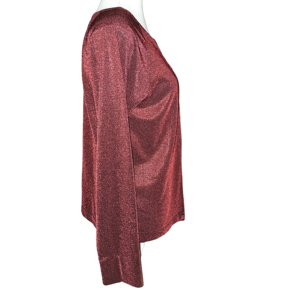 Harley-Davidson Womens Y2K Red Shimmer Button Front Slit Top Made USA Sz M - Picture 3 of 16